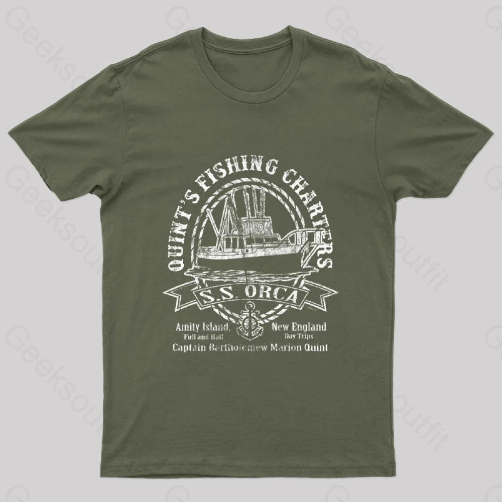 Captain Quint’s Ss Orca Geek T-Shirt Army Green / S