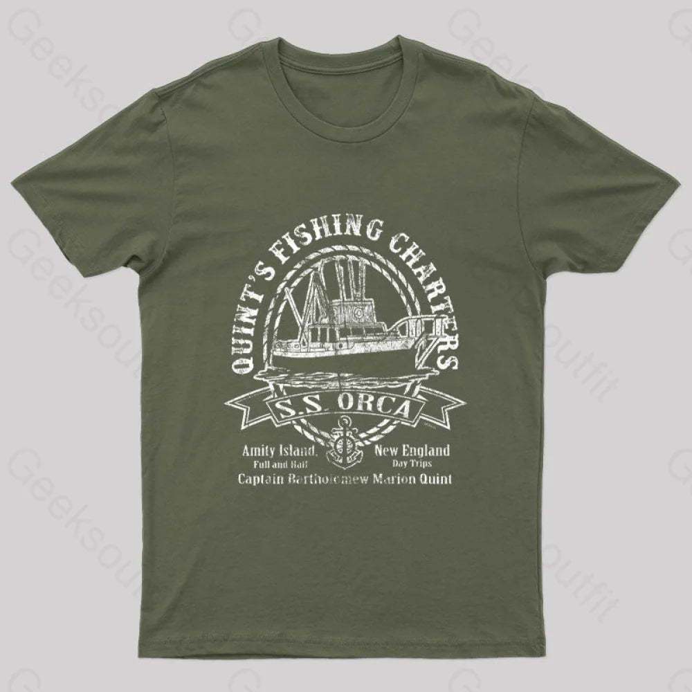 Captain Quint’s Ss Orca Geek T-Shirt Army Green / S