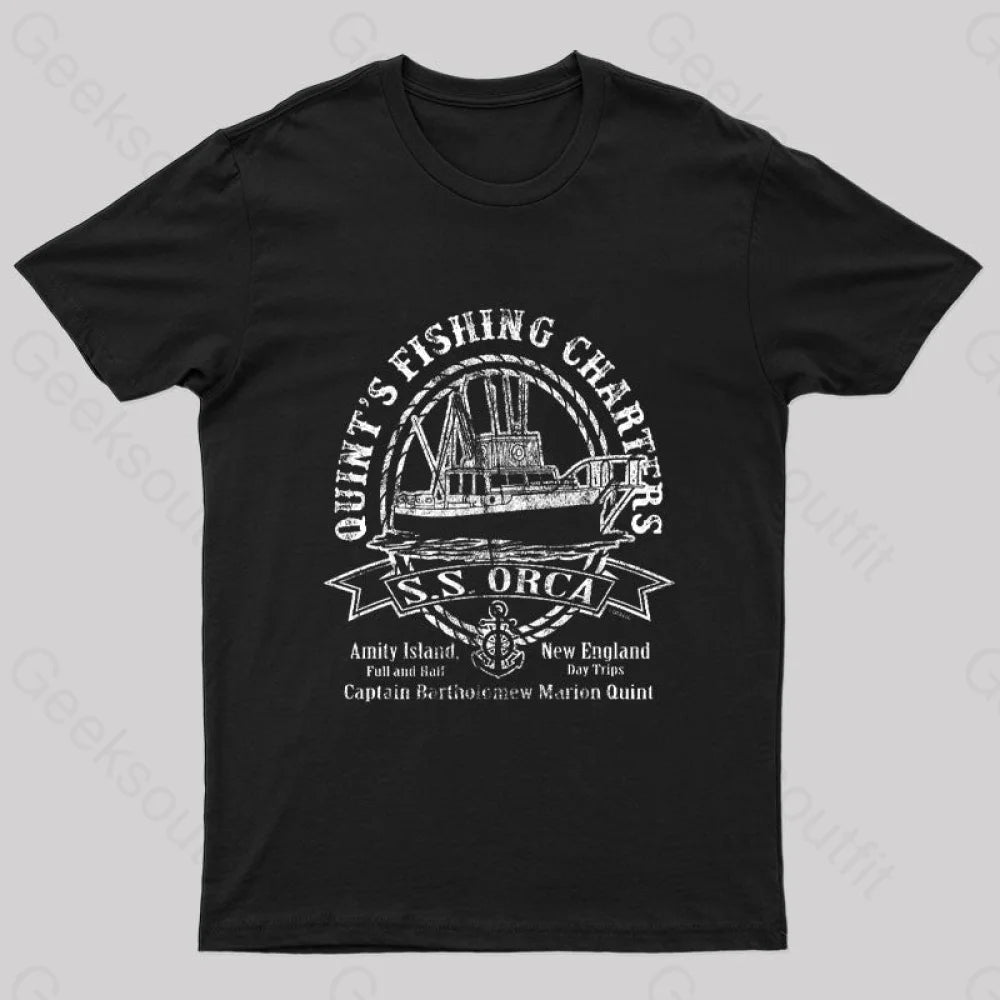 Captain Quint’s Ss Orca Geek T-Shirt Black / S