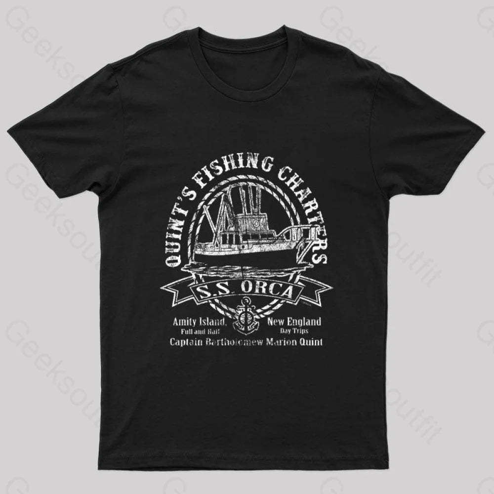 Captain Quint’s Ss Orca Geek T-Shirt Black / S