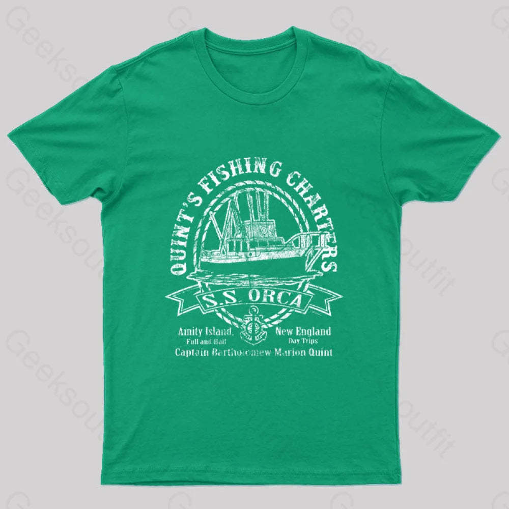 Captain Quint’s Ss Orca Geek T-Shirt Green / S