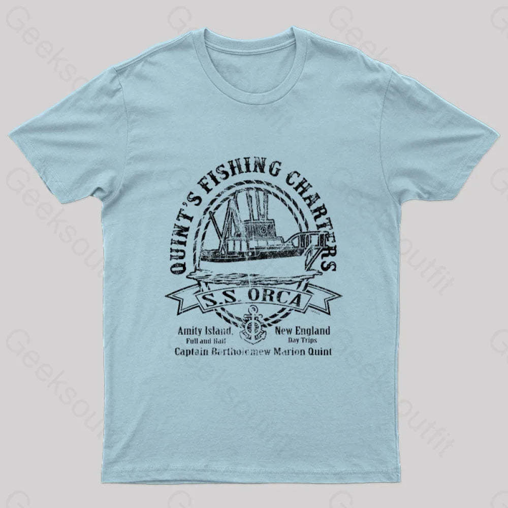 Captain Quint’s Ss Orca Geek T-Shirt Light Blue / S