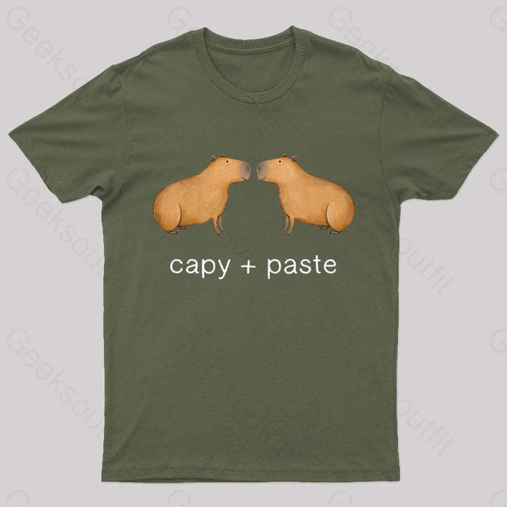 Capy Paste Geek T-Shirt Army Green / S