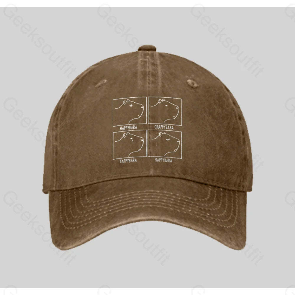 Capybara All The Moods Washed Vintage Baseball Cap Natural