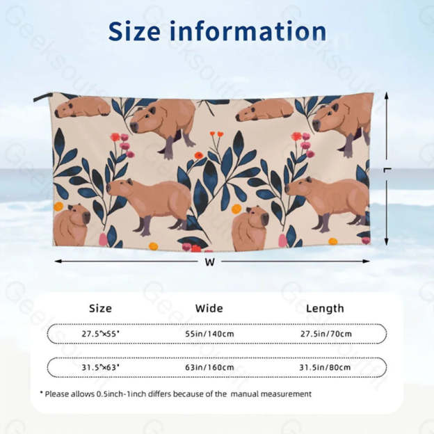 Capybara And Plants Quick Drying Beach Towel