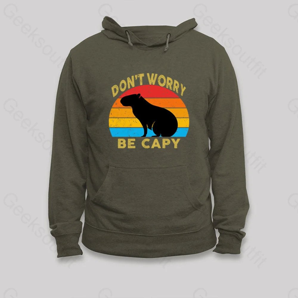 Capybara Don¡¯t Worry Hoodie Army Green / S