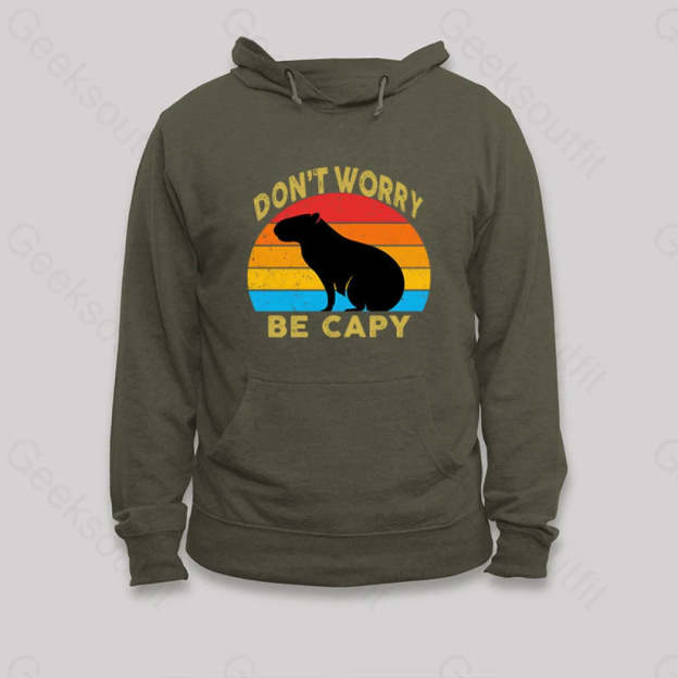 Capybara Don¡¯t Worry Hoodie Army Green / S