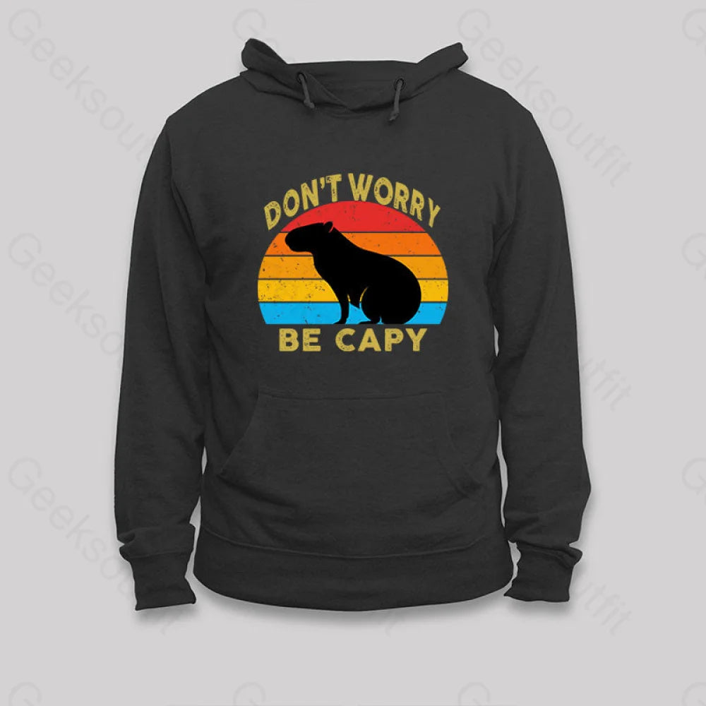 Capybara Don¡¯t Worry Hoodie Black / S