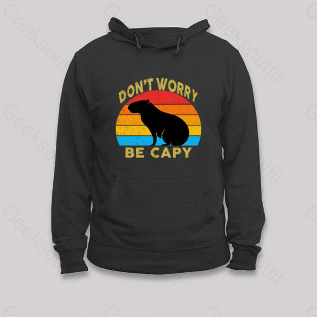 Capybara Don¡¯t Worry Hoodie Black / S