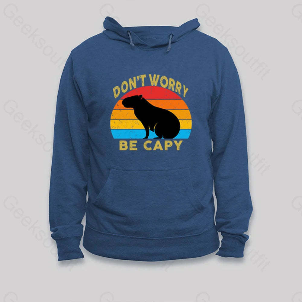 Capybara Don¡¯t Worry Hoodie Dark Blue / S