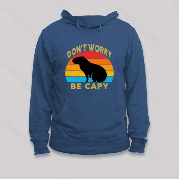Capybara Don¡¯t Worry Hoodie Dark Blue / S