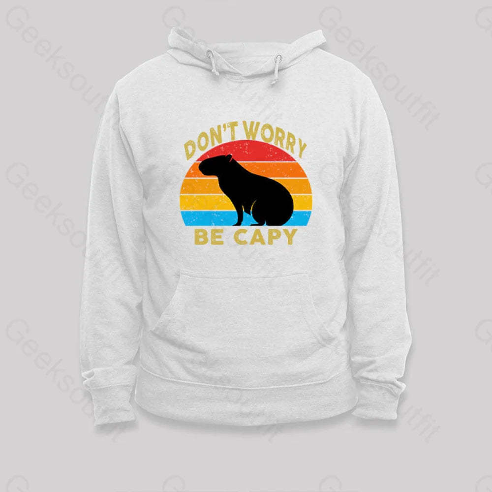 Capybara Don¡¯t Worry Hoodie White / S