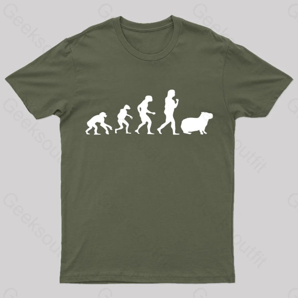 Capybara Human Evolution Nerd T-Shirt Army Green / S