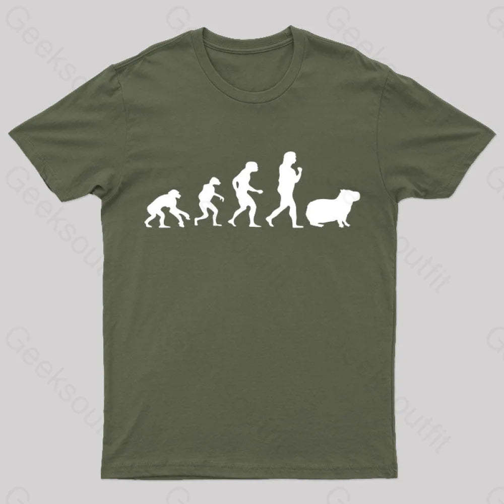Capybara Human Evolution Nerd T-Shirt Army Green / S