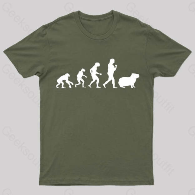 Capybara Human Evolution Nerd T-Shirt Army Green / S
