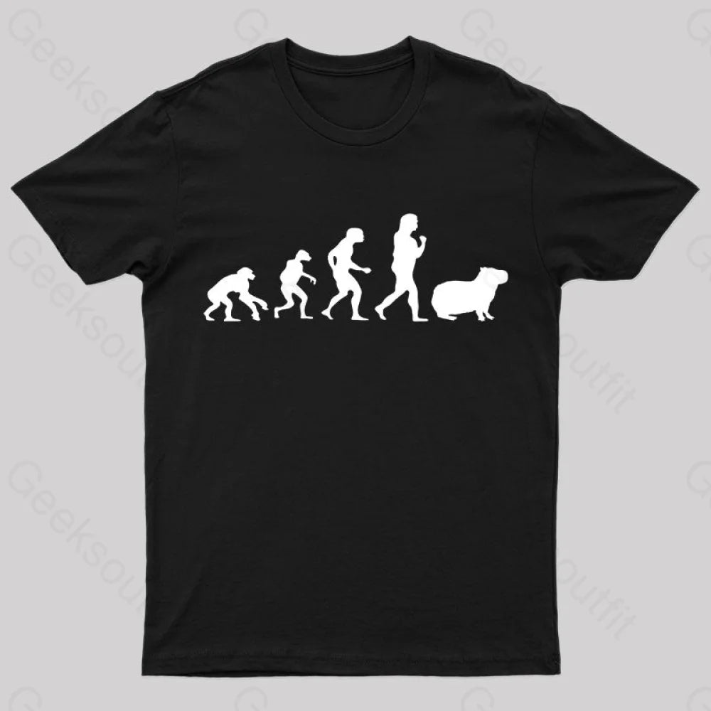 Capybara Human Evolution Nerd T-Shirt Black / S