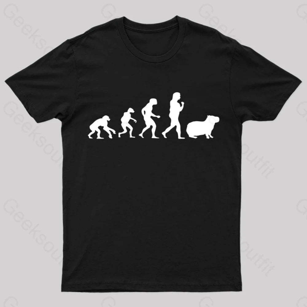Capybara Human Evolution Nerd T-Shirt Black / S
