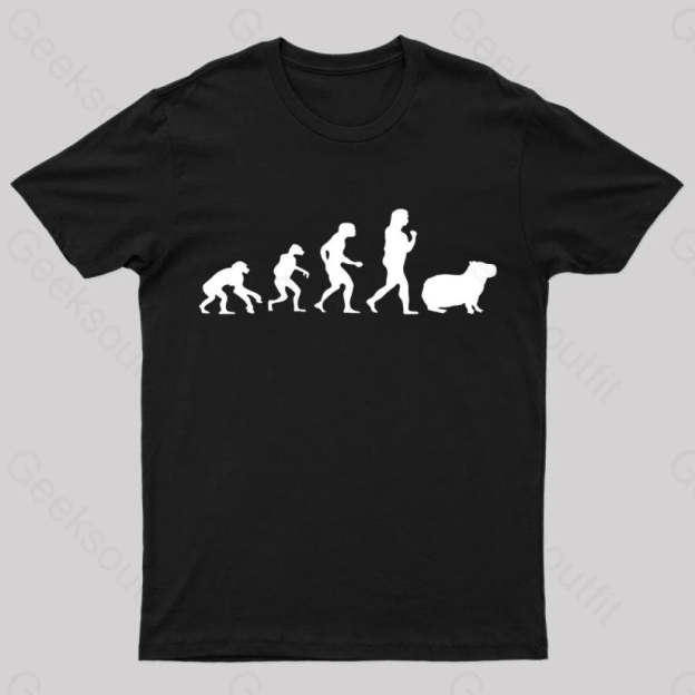 Capybara Human Evolution Nerd T-Shirt Black / S