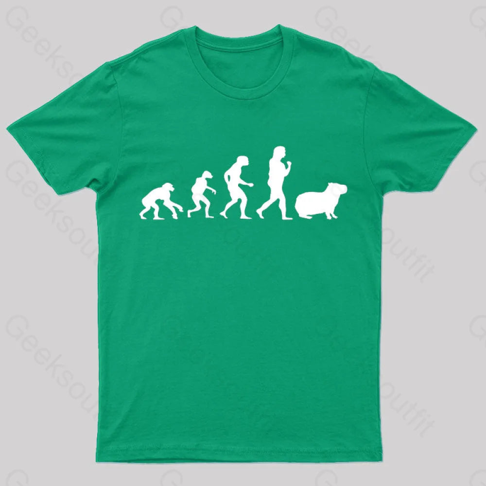 Capybara Human Evolution Nerd T-Shirt Green / S