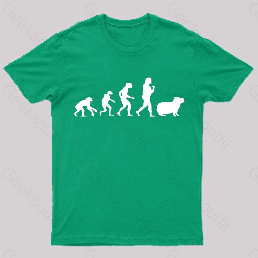 Capybara Human Evolution Nerd T-Shirt Green / S