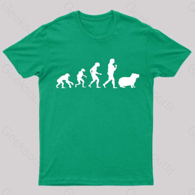 Capybara Human Evolution Nerd T-Shirt Green / S