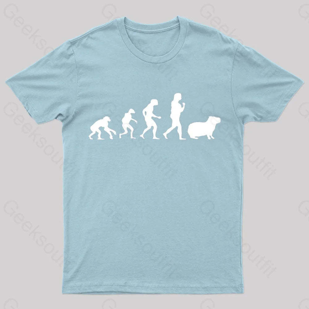 Capybara Human Evolution Nerd T-Shirt Light Blue / S