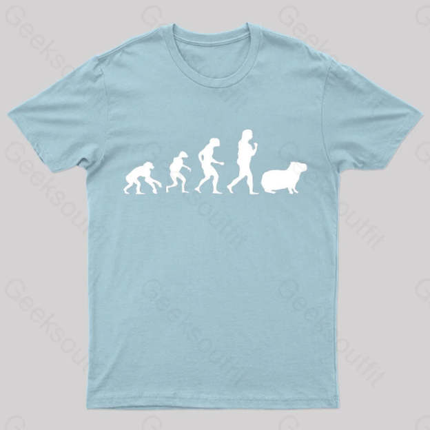 Capybara Human Evolution Nerd T-Shirt Light Blue / S