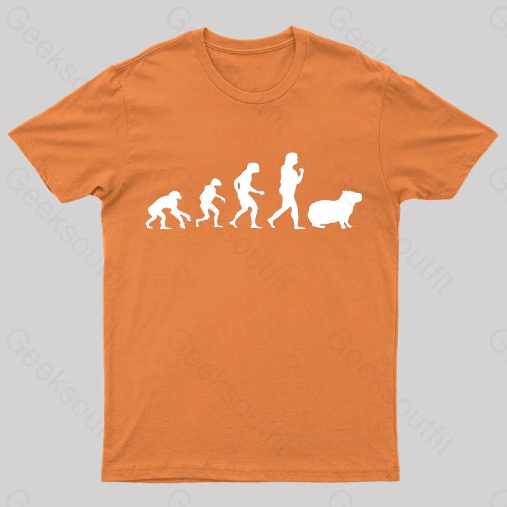 Capybara Human Evolution Nerd T-Shirt Orange / S