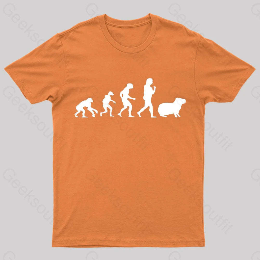 Capybara Human Evolution Nerd T-Shirt Orange / S
