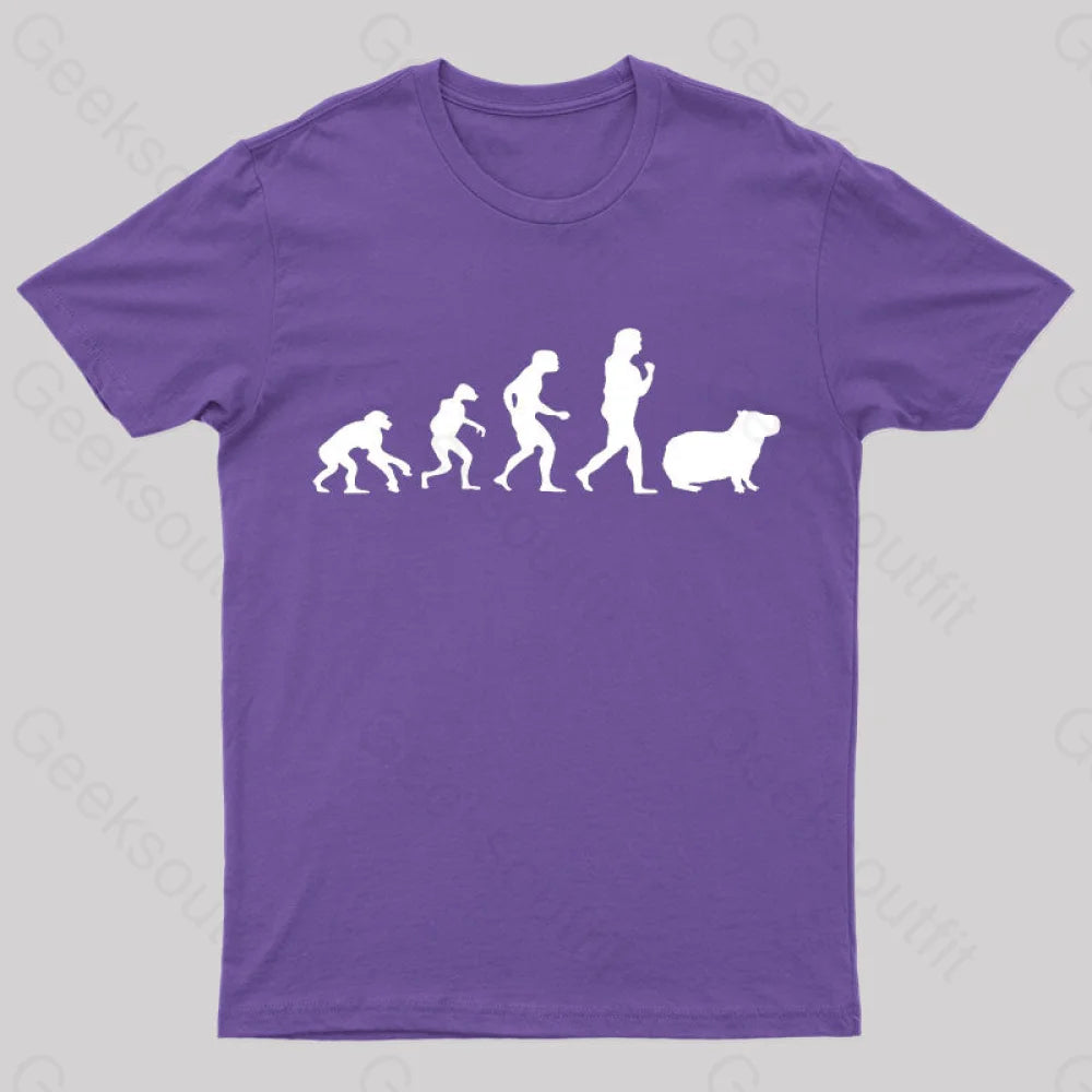 Capybara Human Evolution Nerd T-Shirt Purple / S