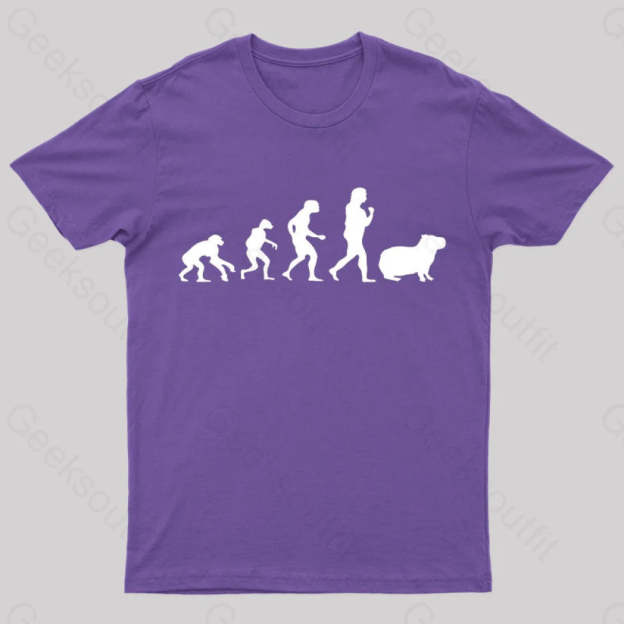 Capybara Human Evolution Nerd T-Shirt Purple / S