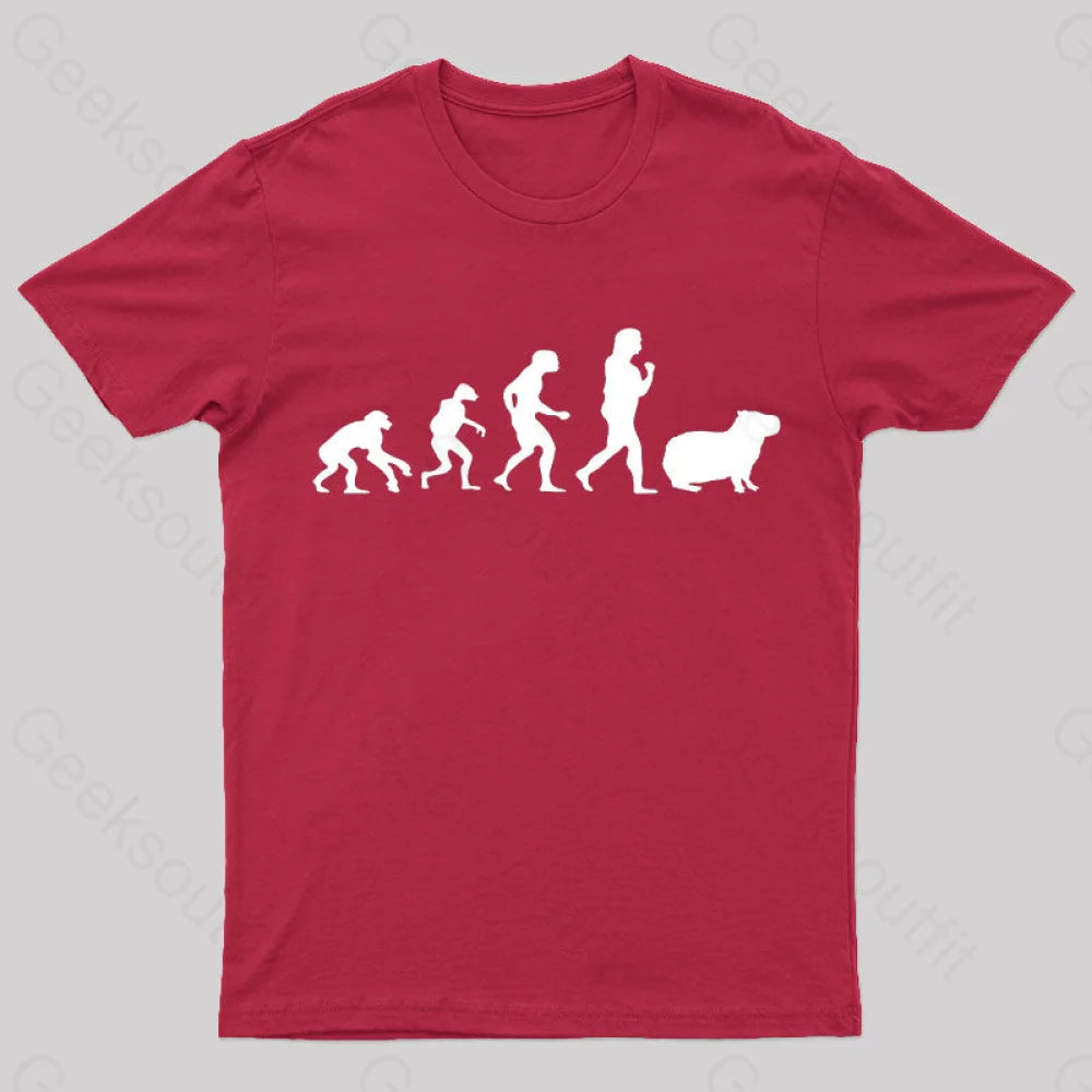 Capybara Human Evolution Nerd T-Shirt Red / S