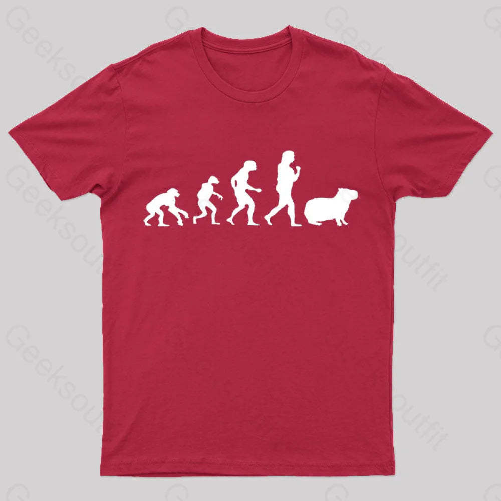 Capybara Human Evolution Nerd T-Shirt Red / S