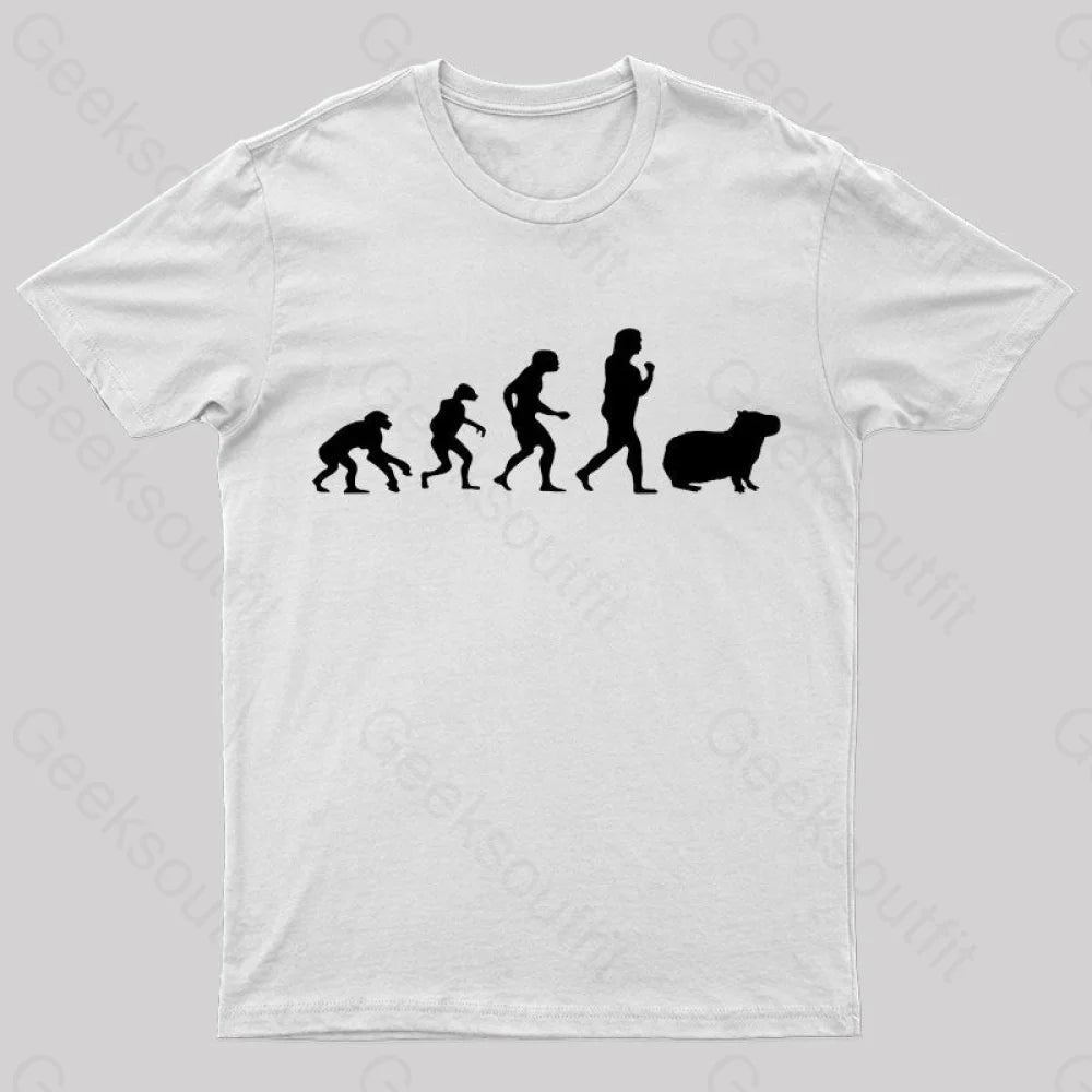 Capybara Human Evolution Nerd T-Shirt White / S