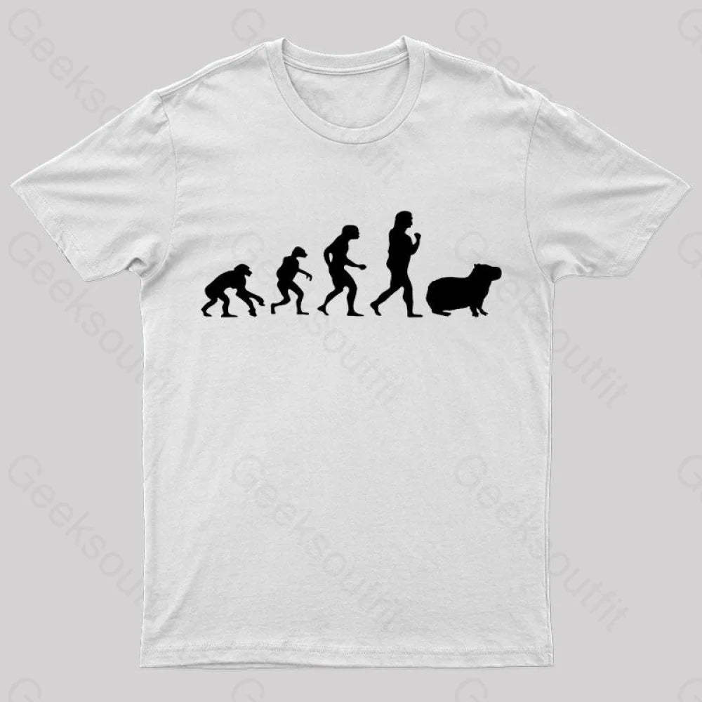 Capybara Human Evolution Nerd T-Shirt White / S