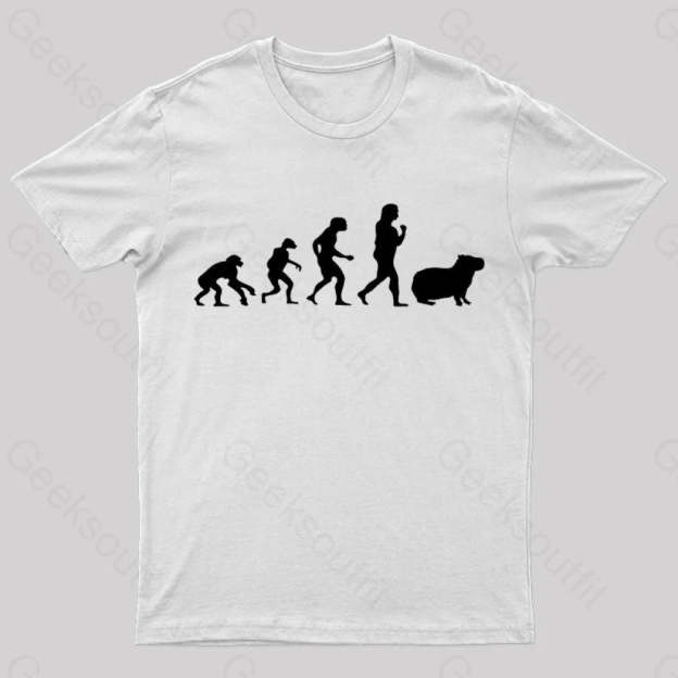 Capybara Human Evolution Nerd T-Shirt White / S