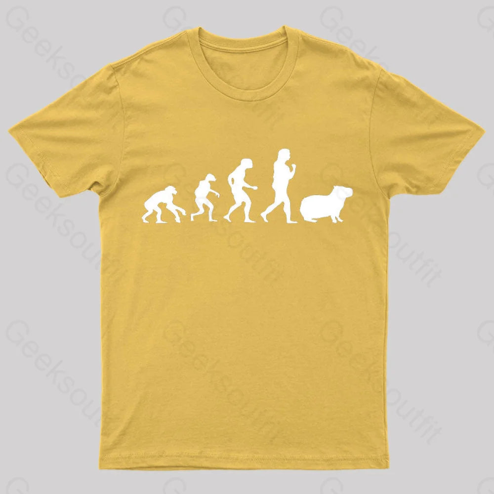 Capybara Human Evolution Nerd T-Shirt Yellow / S