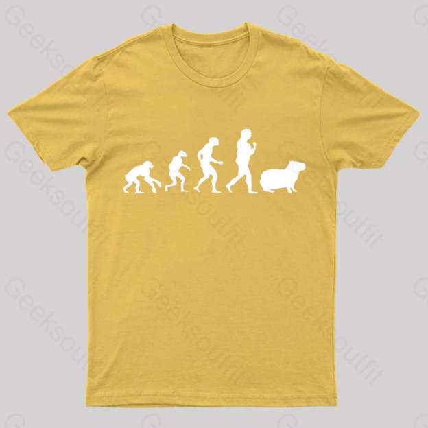 Capybara Human Evolution Nerd T-Shirt Yellow / S