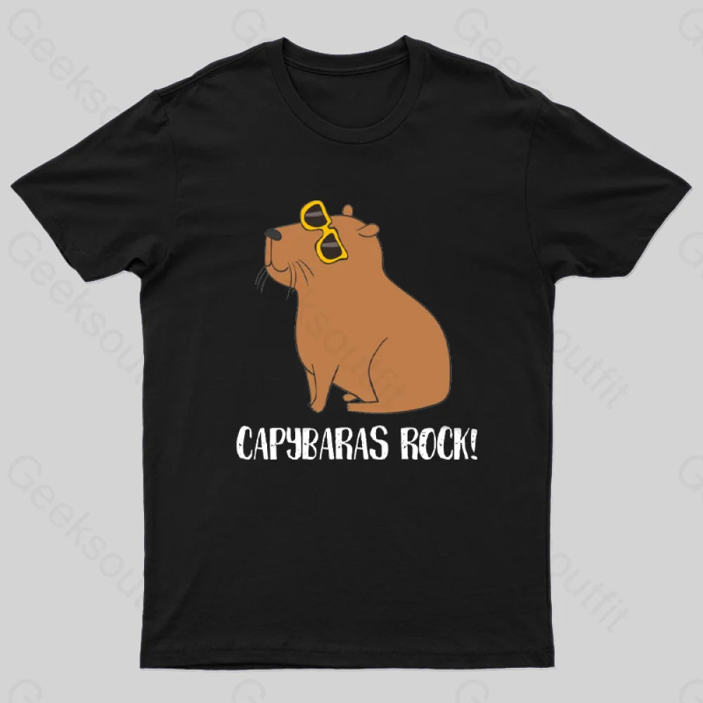 Capybaras Rock! T-Shirt Black / S