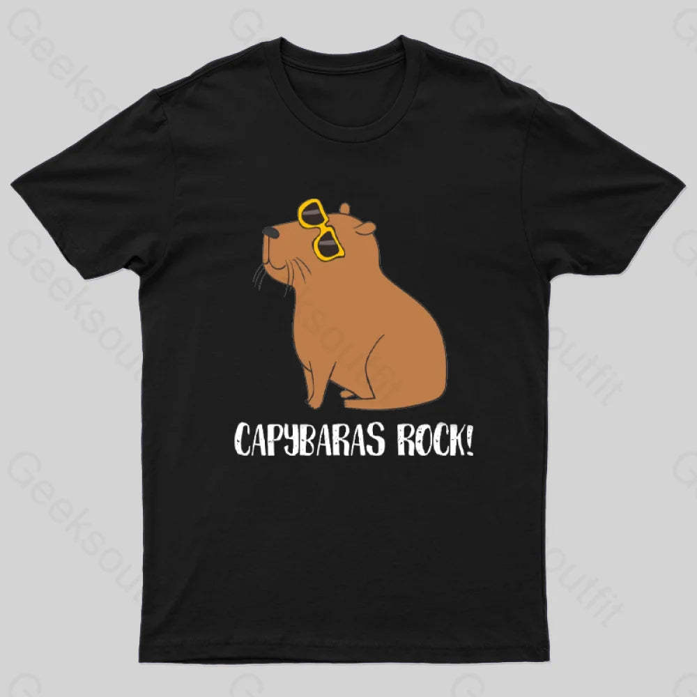 Capybaras Rock! T-Shirt Black / S