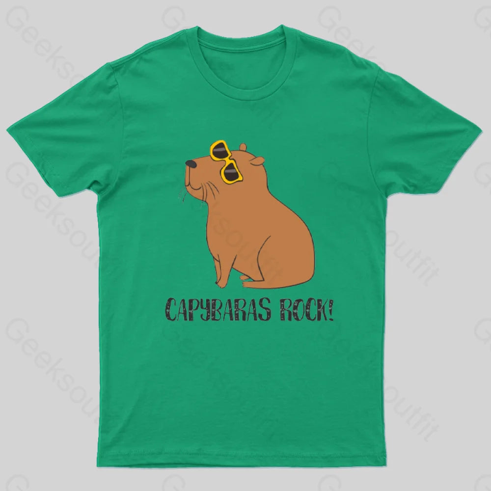 Capybaras Rock! T-Shirt Green / S