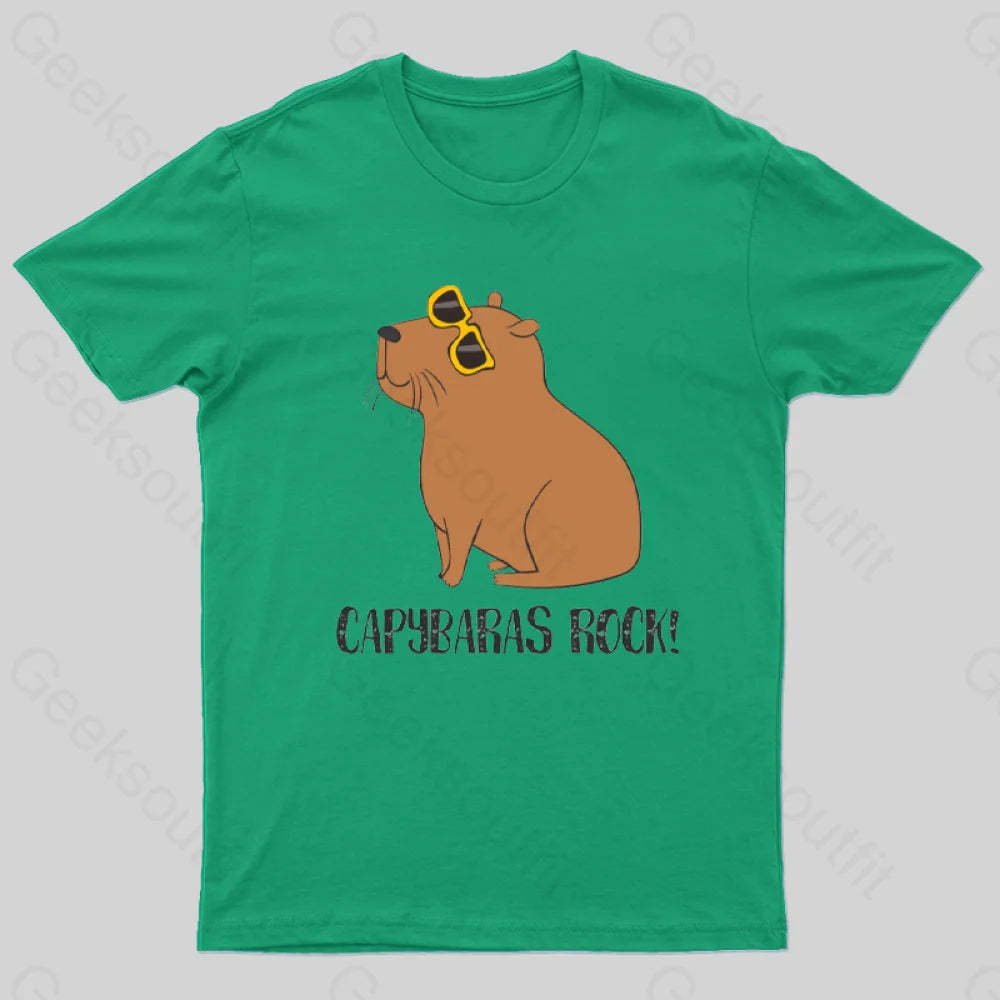 Capybaras Rock! T-Shirt Green / S