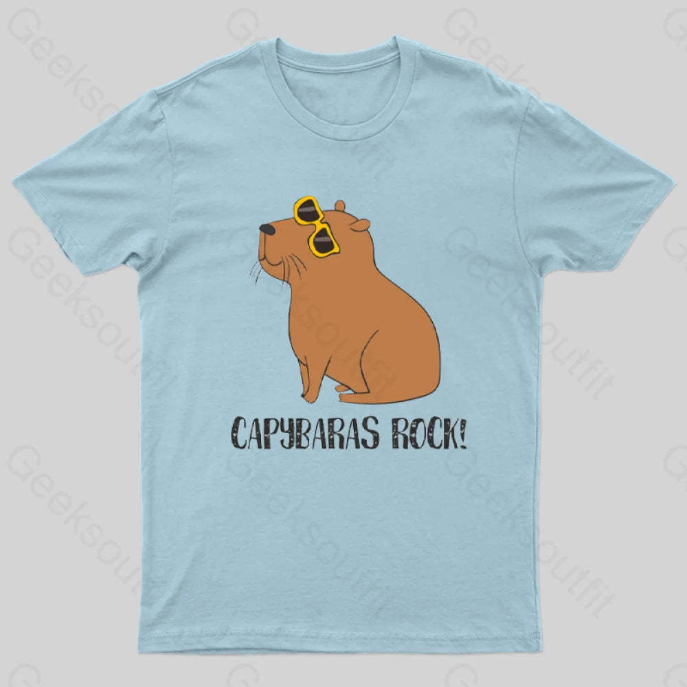 Capybaras Rock! T-Shirt Light Blue / S