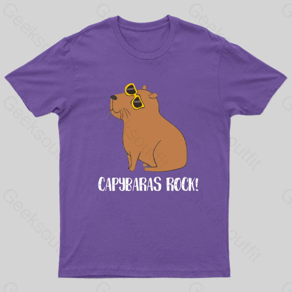 Capybaras Rock! T-Shirt Purple / S