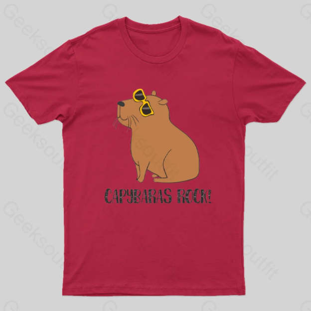 Capybaras Rock! T-Shirt Red / S