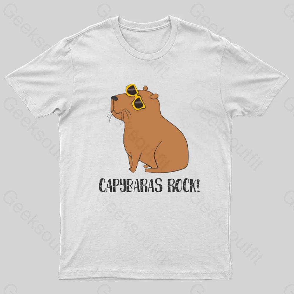Capybaras Rock! T-Shirt White / S