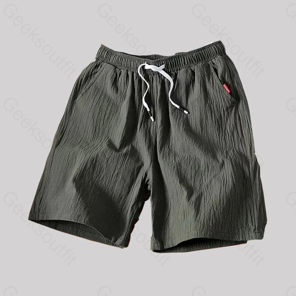 Casual Cotton And Linen Beach Geek Shorts Army Green / M
