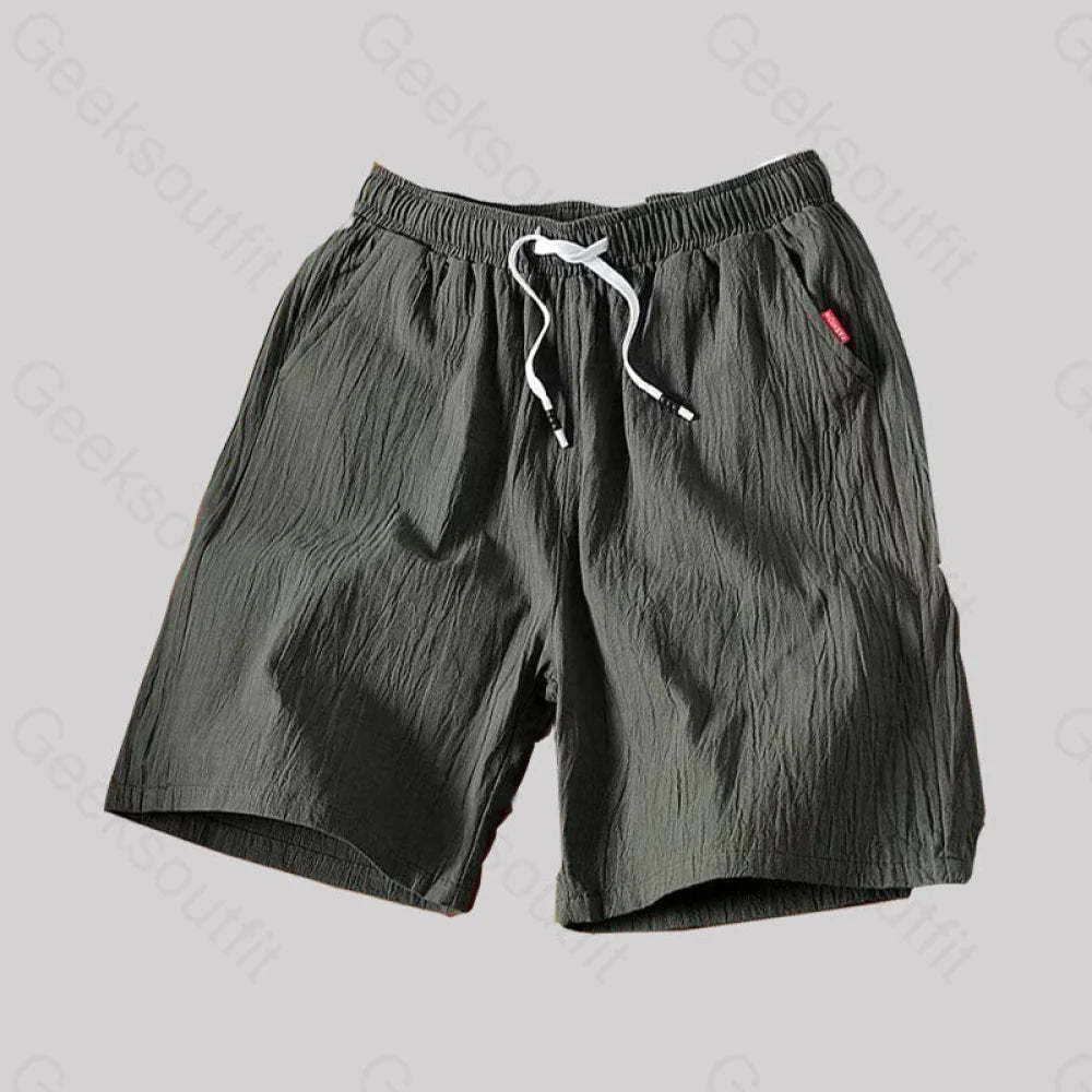 Casual Cotton And Linen Beach Geek Shorts Army Green / M