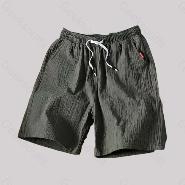 Casual Cotton And Linen Beach Geek Shorts Army Green / M