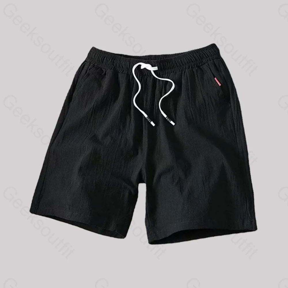 Casual Cotton And Linen Beach Geek Shorts Black / M